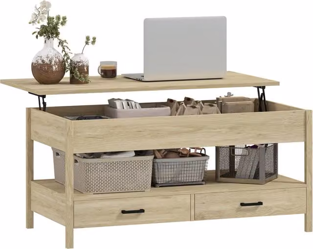 Tavolino da caff¨¨ con cassetti e vano nascosto ¨C Xylo ¨C legno rovere, design moderno per soggiorno
