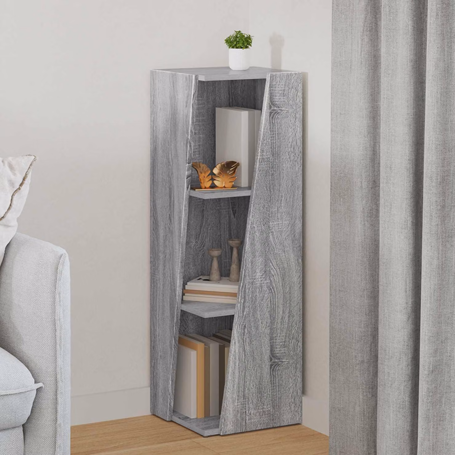 vidaXL Mensola laterale moderna in legno ingegnerizzato MDF grigio L 33 cm, P 32 cm, H 100,5 cm