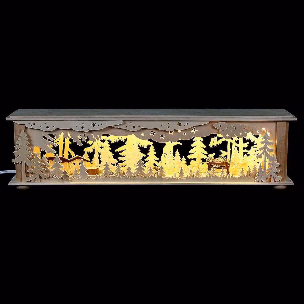 Base ad arco per candele/luce d'ambiente foresta con cervo (50x12x10cm) di RATAGS Holzdesign