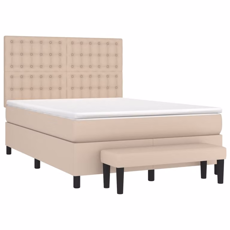 Giroletto a Molle con Materasso Cappuccino 140x200cm Pelle finta