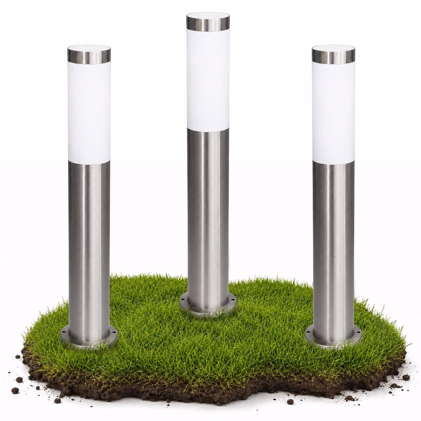 Set di luci Wegeleuchten, composto da 3 pezzi, in acciaio inossidabile, lunghezza 50 cm, attacco E27, grado di protezione IP44