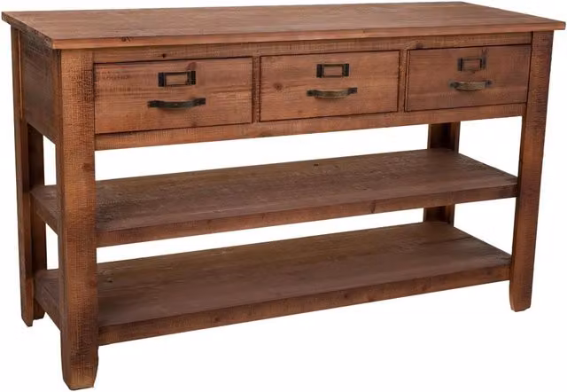 Mobile ingresso in legno marrone con ripiani, 127x46x76h cm