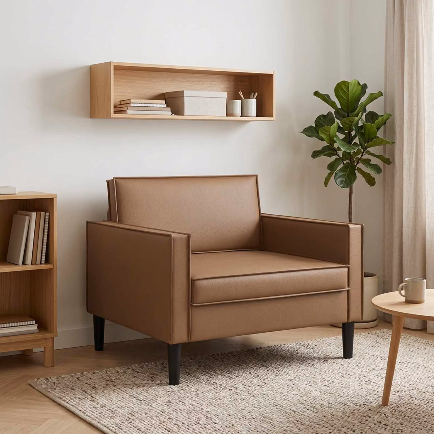 Poltrona XL vidaXL in similpelle marrone con braccioli e design moderno per soggiorno o camera da letto