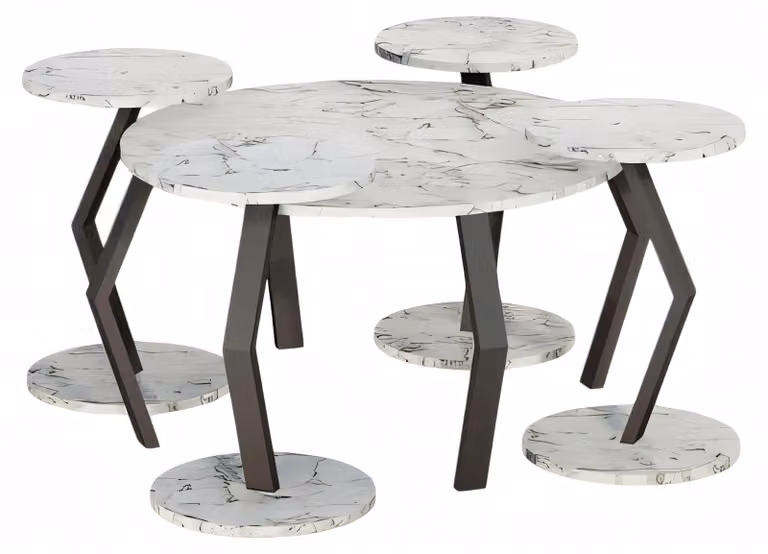 Eleganter weißer Holz-Couchtisch mit Beistelltischen im modernen Stil