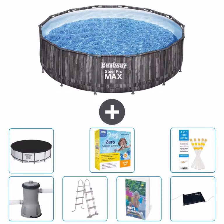 Piscina gonfiabile Bestway Steel Pro MAX, rotonda, 427x107 cm, composta da 6 parti, modello S582