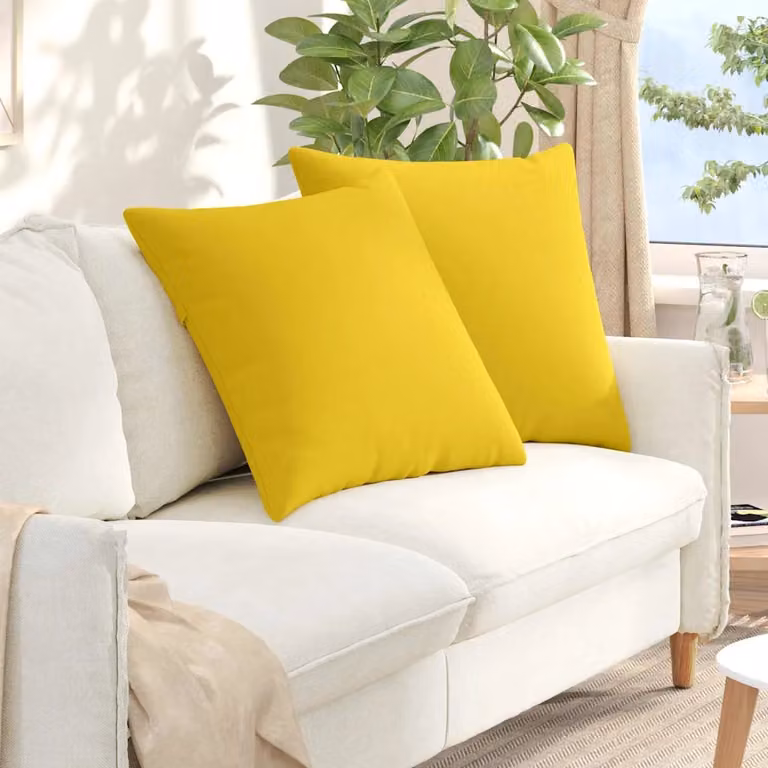 Set di 2 cuscini da divano quadrati vidaXL in tessuto giallo, L 60 cm x P 60 cm