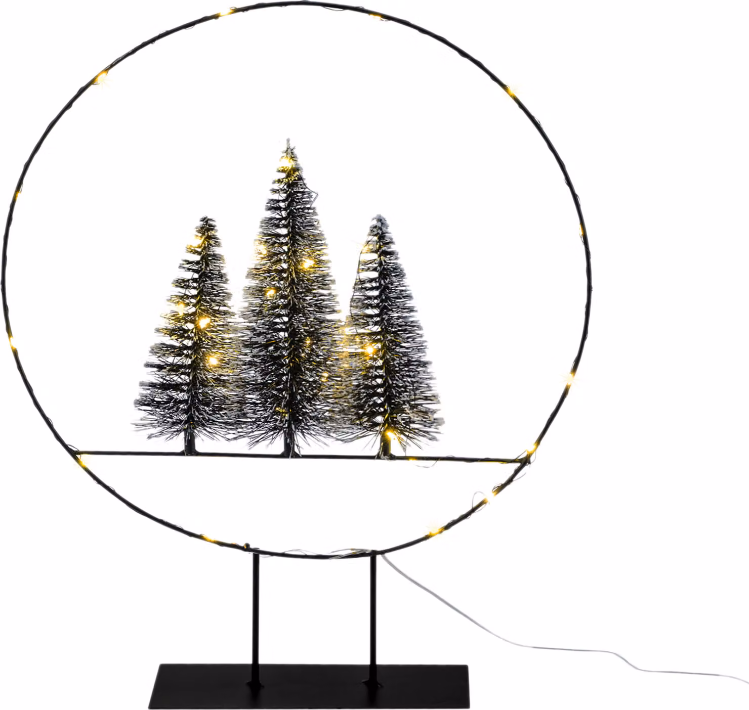 Abete ad anello a LED da montare - 30 LED / 35x6x43 cm - Bianco caldo per interni con timer