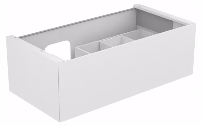 KEUCO EDITION 11 Meuble sous-lavabo pour lavabos encastrables, 1 tiroir frontal, position du lavabo à gauche, avec éclairage LED, 1050x350x535mm, 31253890100, 31253890100