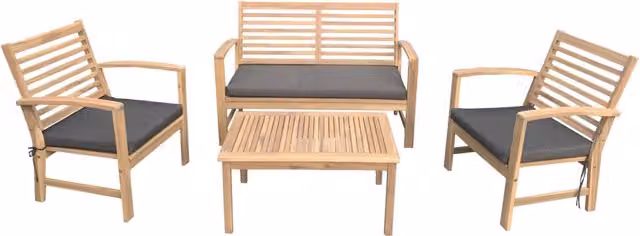 Set di mobili da giardino Acacia Goa 4 posti - cuscini grigi