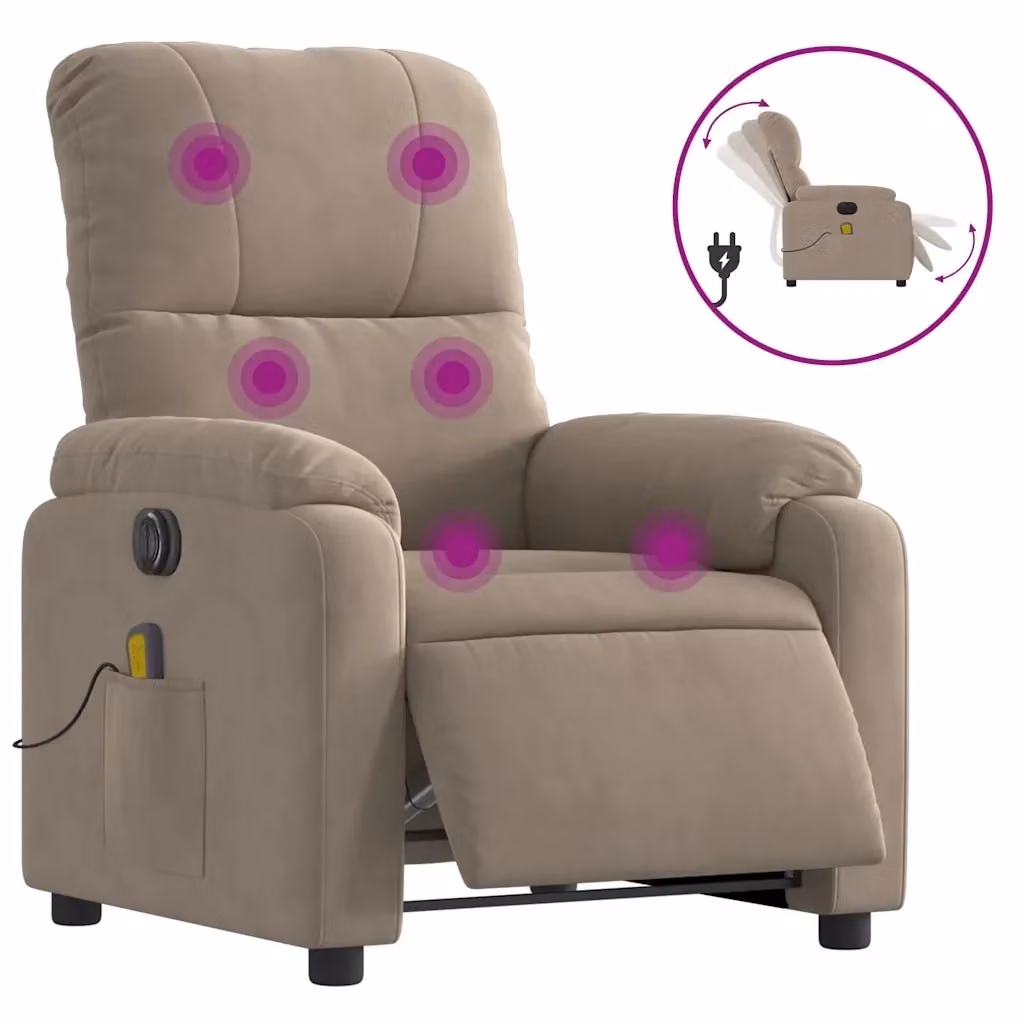 Poltrona Reclinabile Elettrica con Massaggio vidaXL in Microfibra Beige – 2