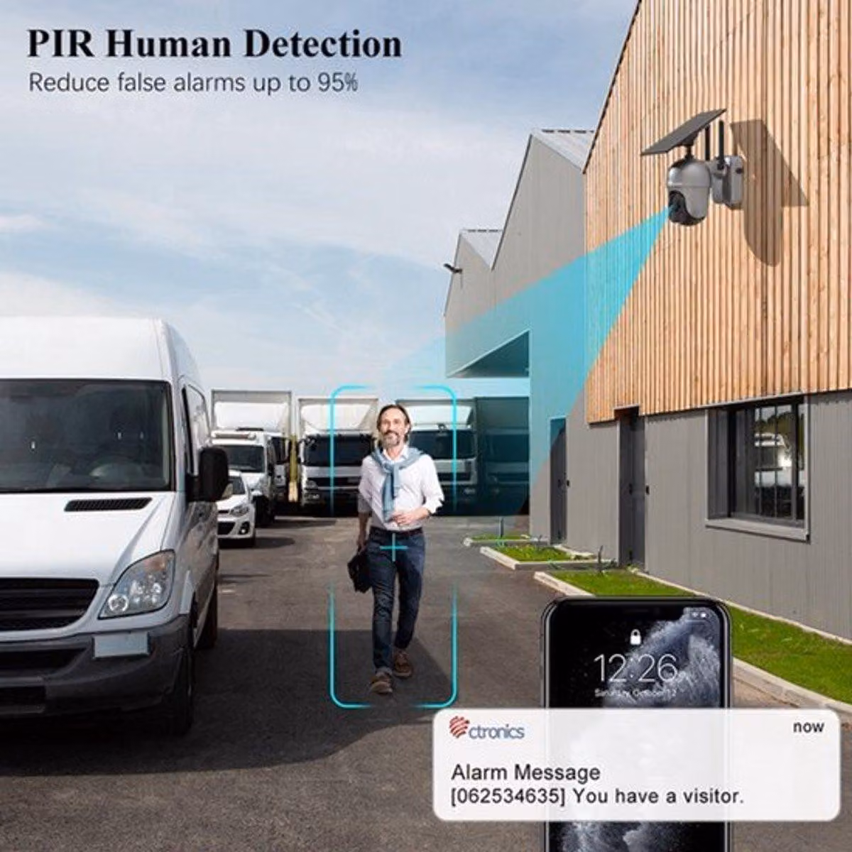 Telecamera di sicurezza wireless per esterni, alimentata a energia solare e con visione notturna - 4MP, colore nero