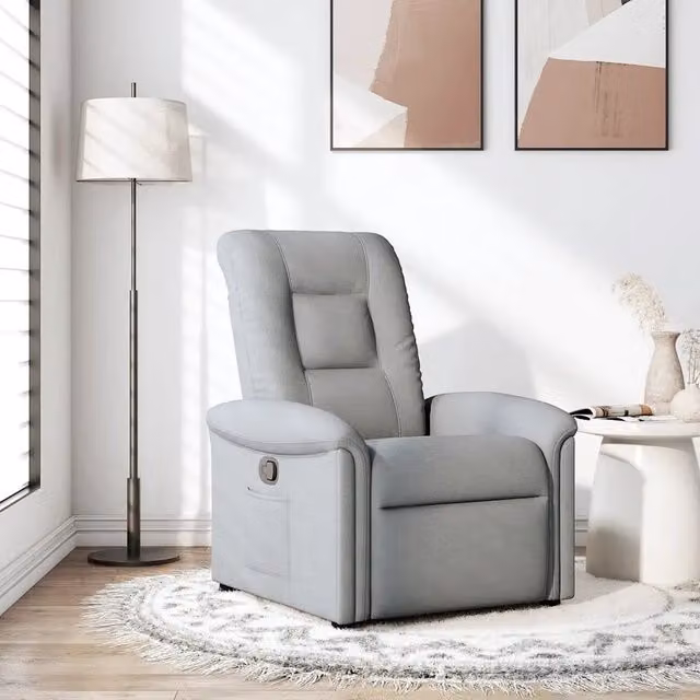 Poltrona Reclinabile Relax vidaXL in Tessuto Grigio con Braccioli e Reclinazione Manuale – 1