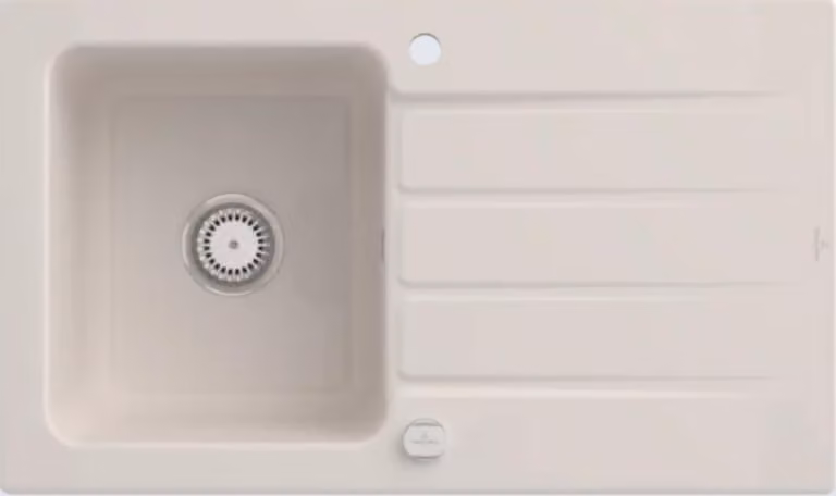 Lavello da cucina rettangolare Villeroy&Boch, lavello da cucina con scolapiatti Architectura 50 Crema 86x51cm,3350 01 R1