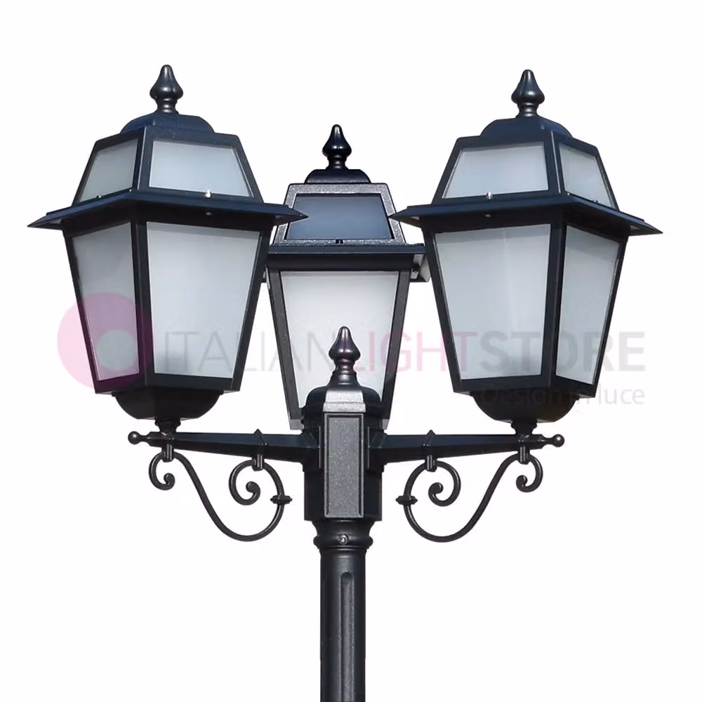 Lampione da esterno classico Artemide con 3 luci, colore antracite, Altezza: 219 cm – 2