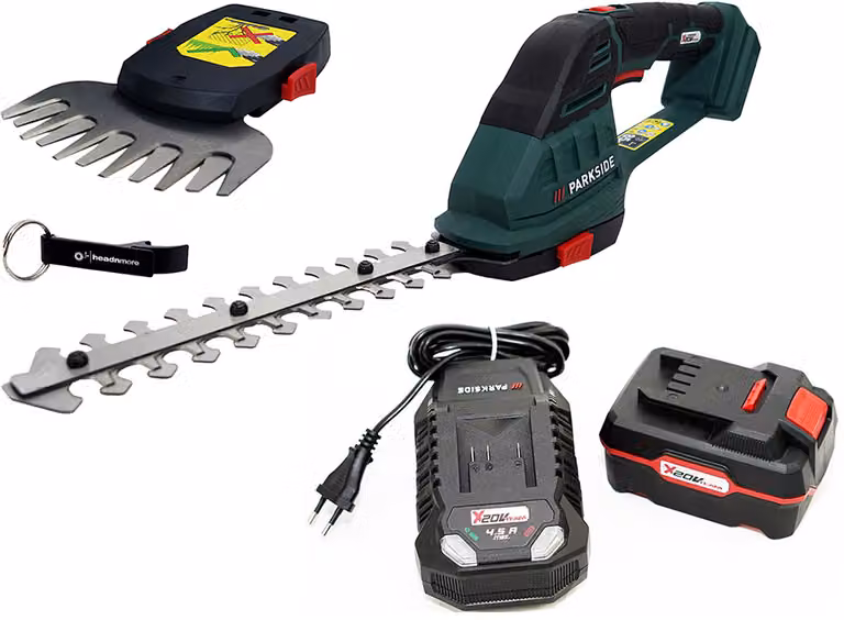 PARKSIDE® 20 V 2in1 cesoie per arbusti / cesoie per erba a batteria incl. batteria (4 Ah), caricabatteria (2,4 A) e valigetta di conservazione