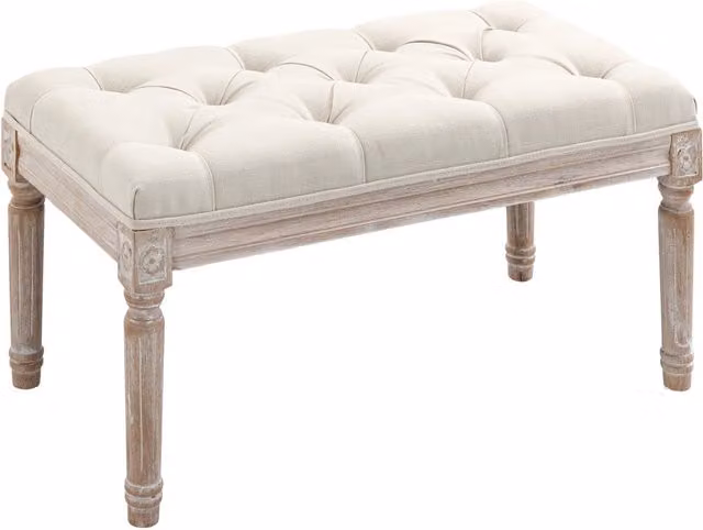 Panca fondo letto imbottita Minimal con gambe in legno beige L 80 x P 40 x H 41 cm