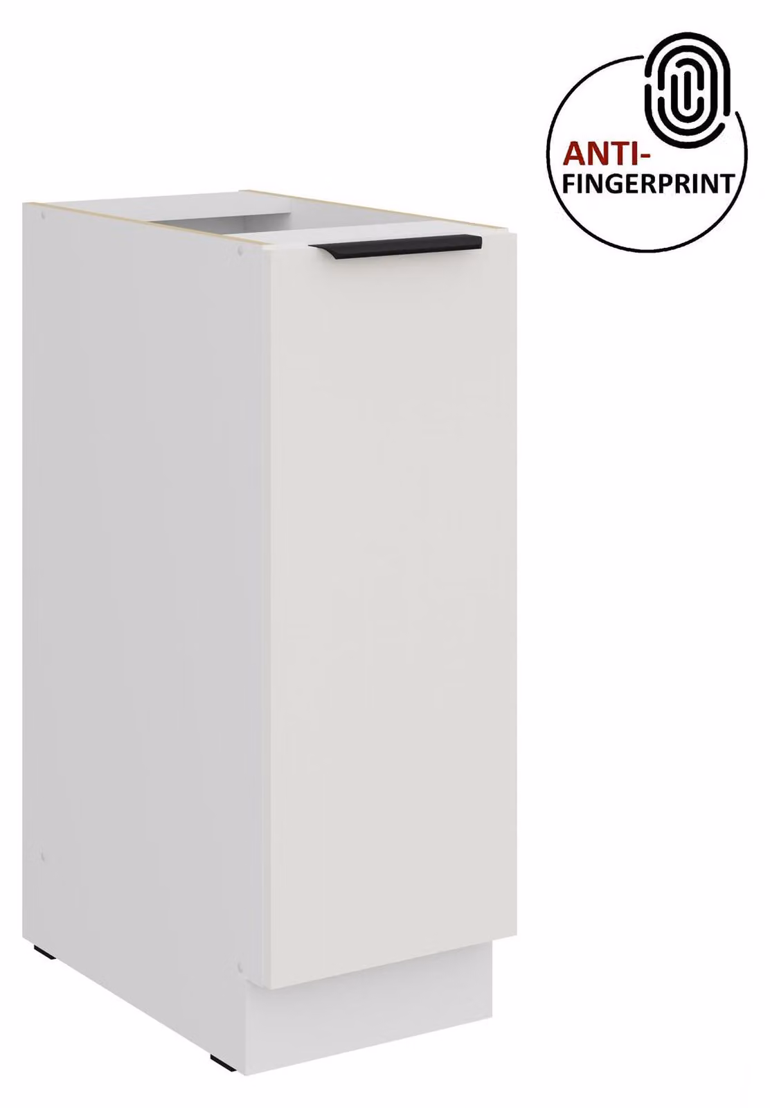Mobile base da cucina con cassetto estraibile da 30 cm, cucina ARIA bianco ultra opaco + bianco opaco, frontali di alta qualità con rivestimento anti-impronta, cucina a incasso, blocco cucina