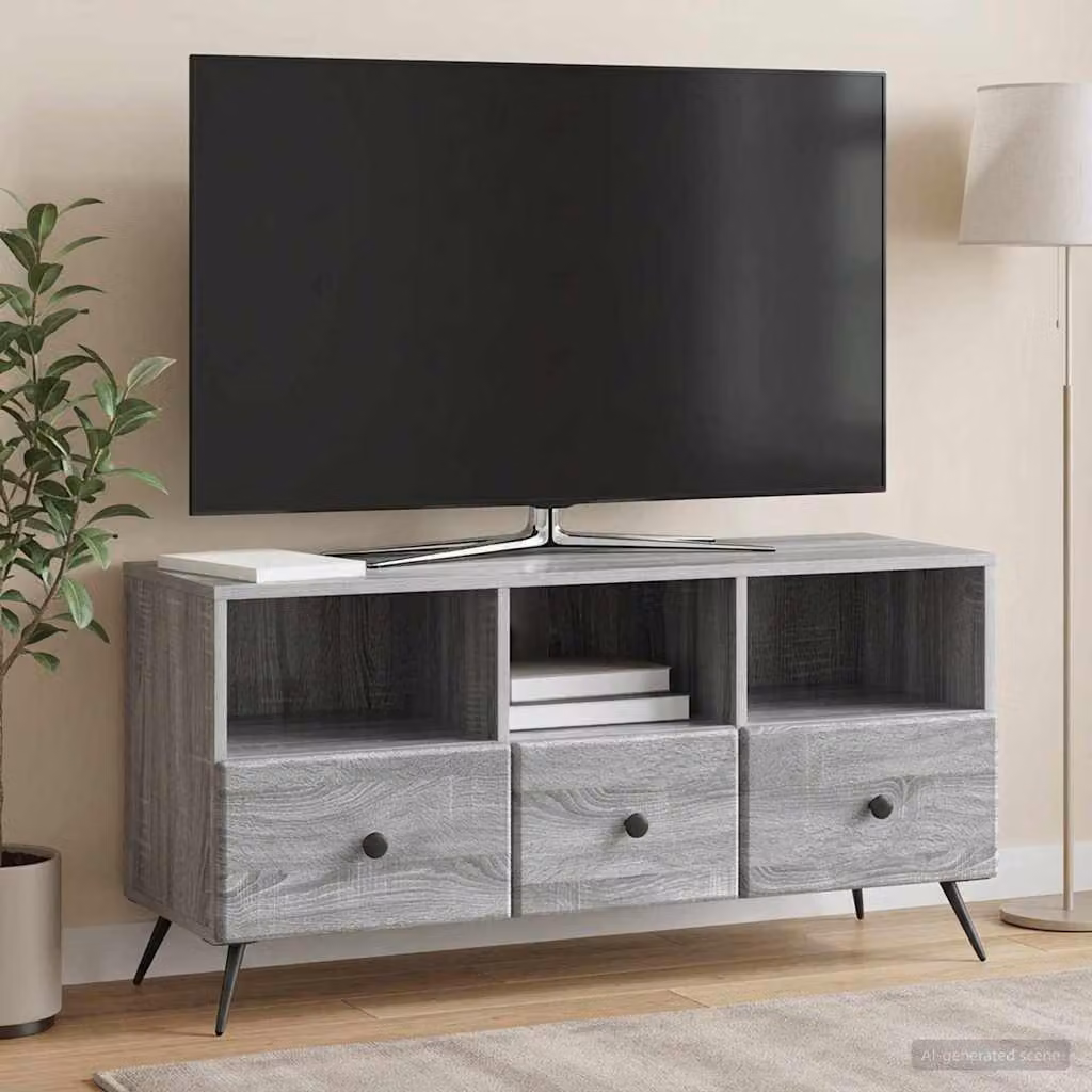 Mobile TV moderno vidaXL in legno ingegnerizzato grigio, L 102 x P 34,5 x H 50 cm