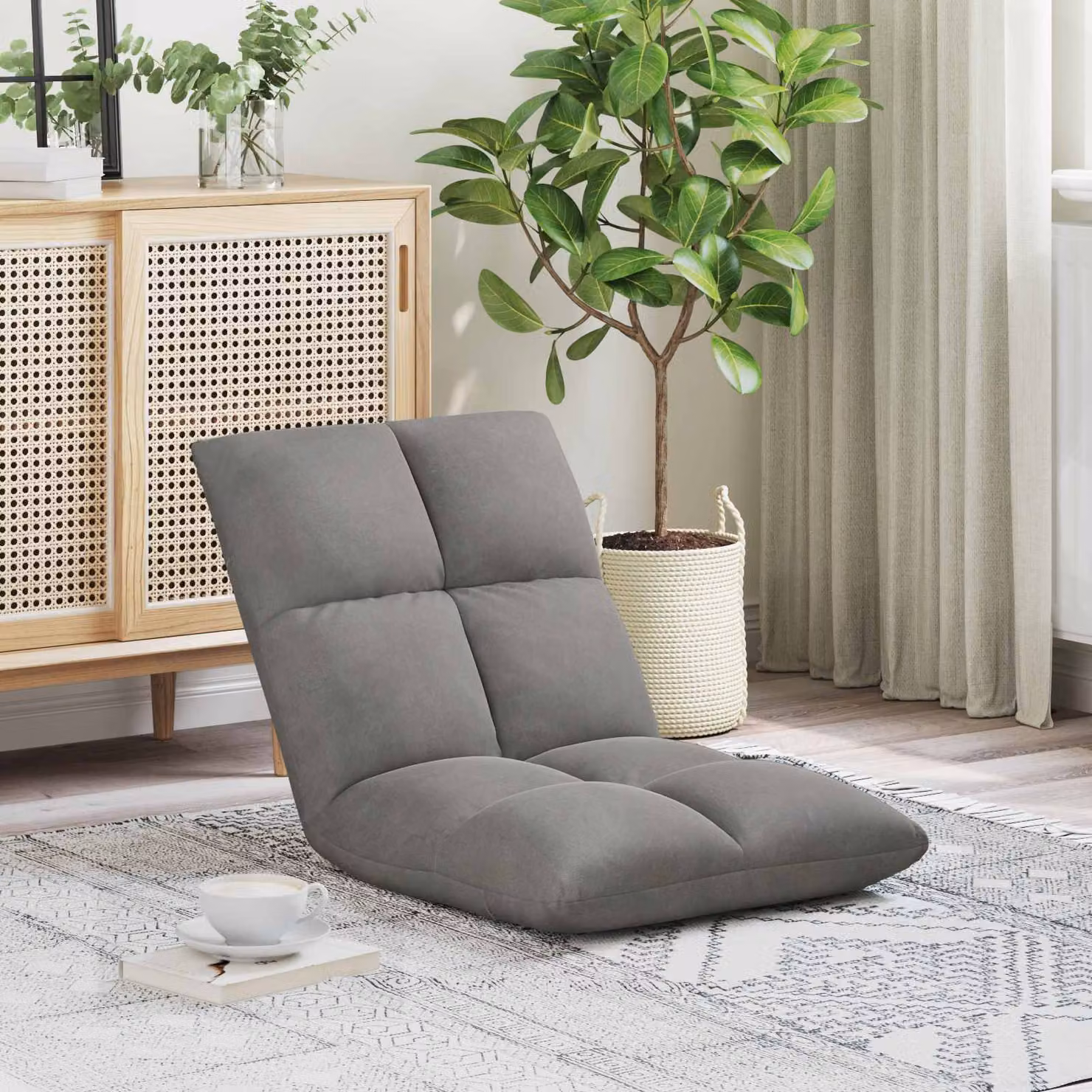 Sedia moderna vidaXL in tessuto grigio per soggiorno e camera da letto