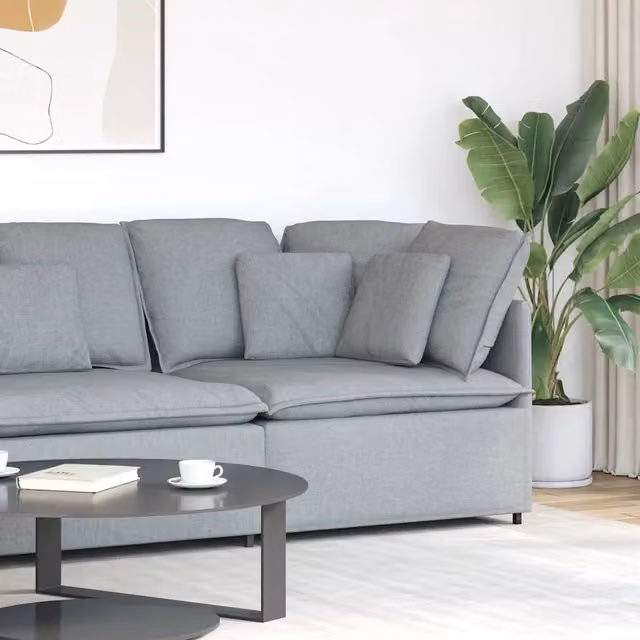 Modulo Angolare Divano Modulare con Cuscini Grigio Chiaro 100cm 4104447