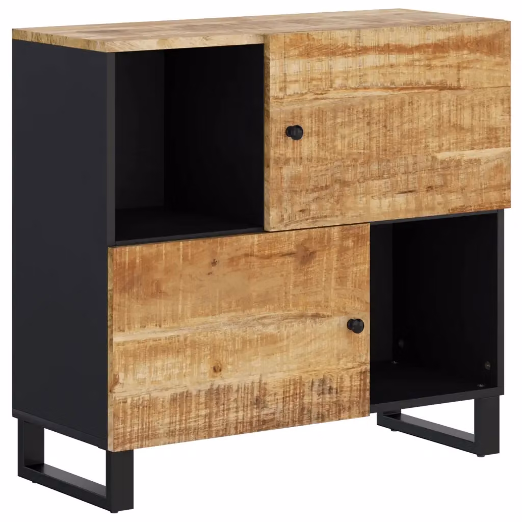Credenza vidaXL con 2 Ante in Legno di Mango e Metallo, Marrone, L 80 x P 33 x H 75 cm – 2