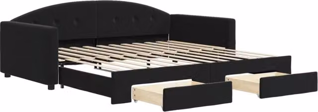 Divano letto | Sof¨¤ letto | Letto singolo Estraibile con Cassetti Nero 100x200 cm in Velluto