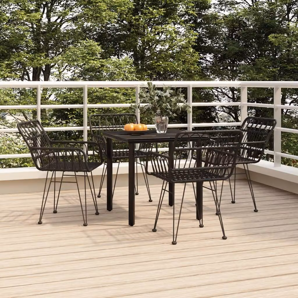 Maison Exclusive - Set da pranzo da giardino 5 pezzi in polyrattan nero