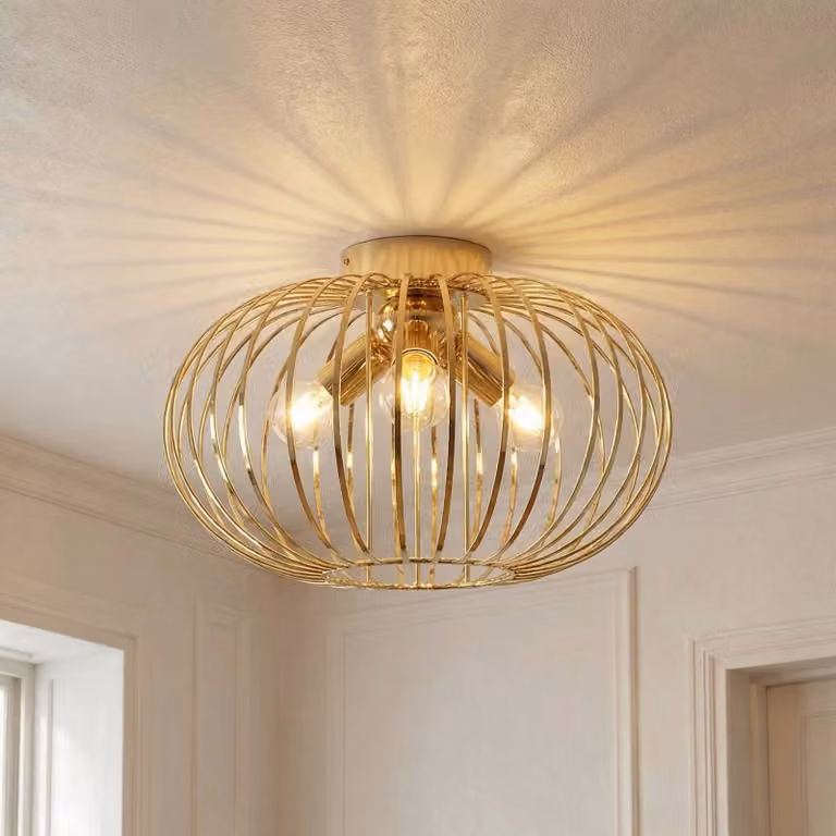 Plafoniera soffitto Globe Domiluce, dimmerabile, Ottone / Oro, Soggiorno / Sala da pranzo, Metallo, Plafoniera