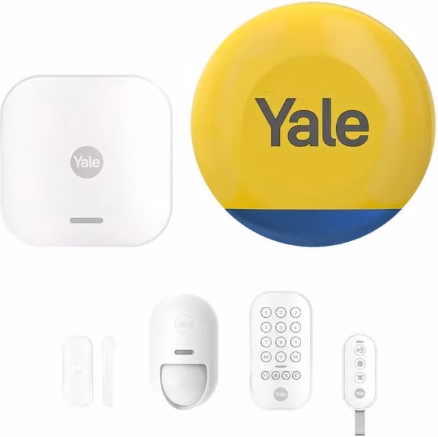Kit sistema di allarme smart senza fili Yale con sensore di movimento e gestione tramite app, bianco