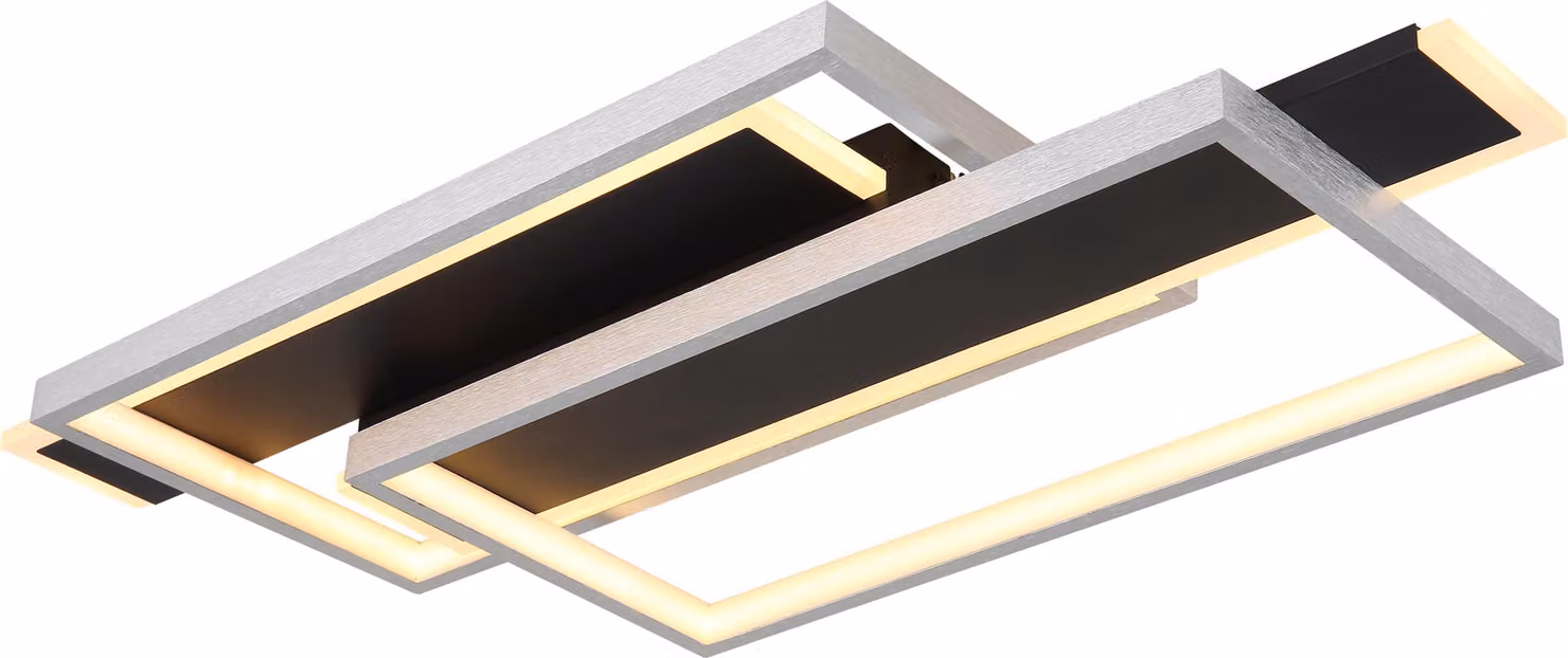 Plafoniera LED, alluminio, nero, opale, L 62 cm