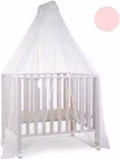 Zanzariera per lettino Baby Idea con asta, Bianco e Rosa 6020RS