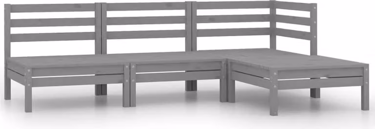 The Living Store Set salotto da giardino 4 pezzi in pino massiccio grigio