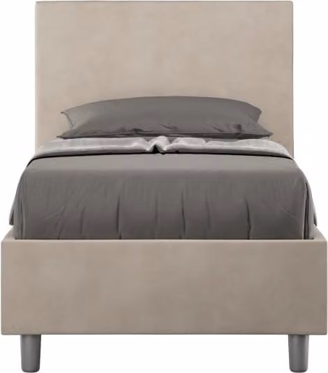 BS COM Letto singolo con rete imbottito 90x210 microfibra sabbia