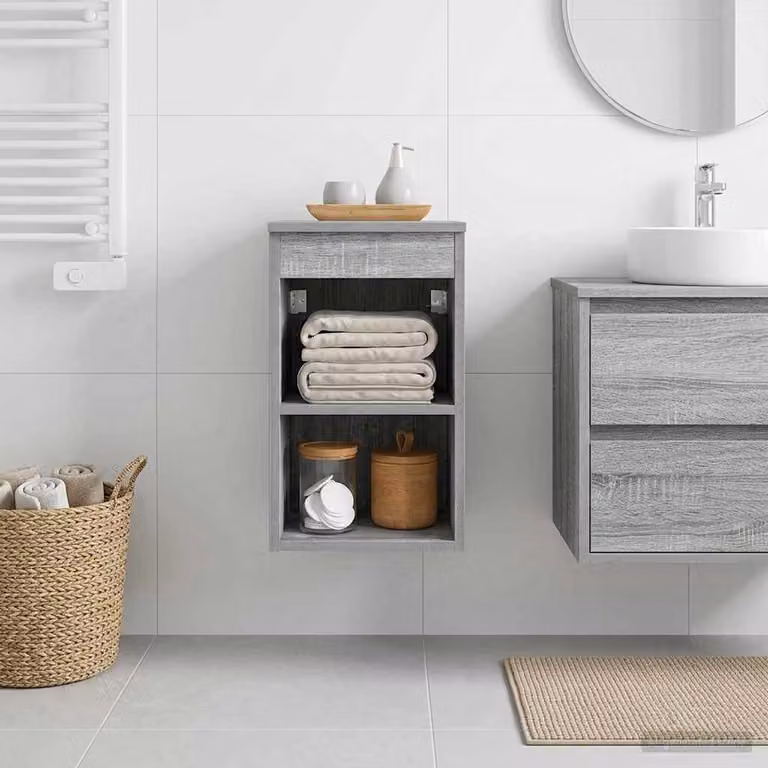 Armadio da bagno moderno vidaXL In-between in MDF grigio opaco L 30 cm x P 35 cm x H 50 cm