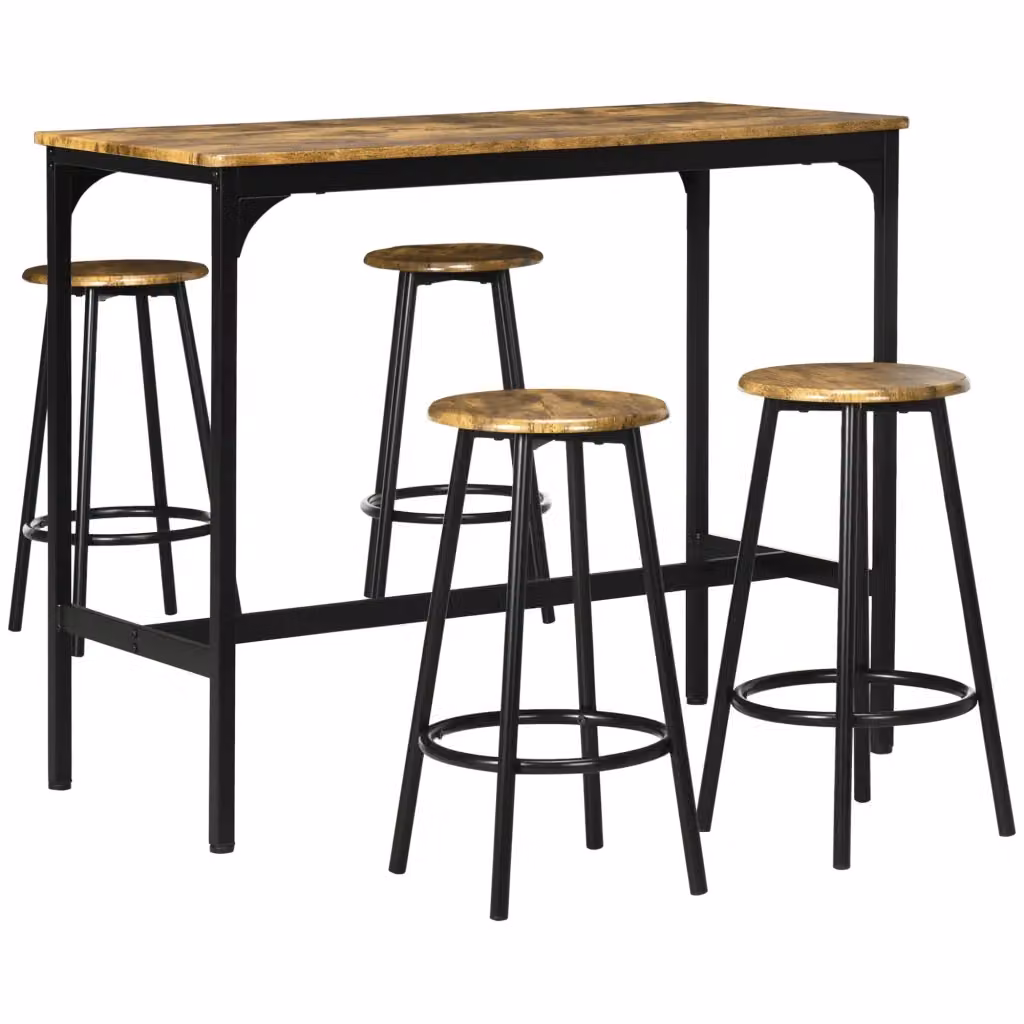 Set tavolo alto XYLO con 4 sgabelli in stile industriale, marrone e nero – 2