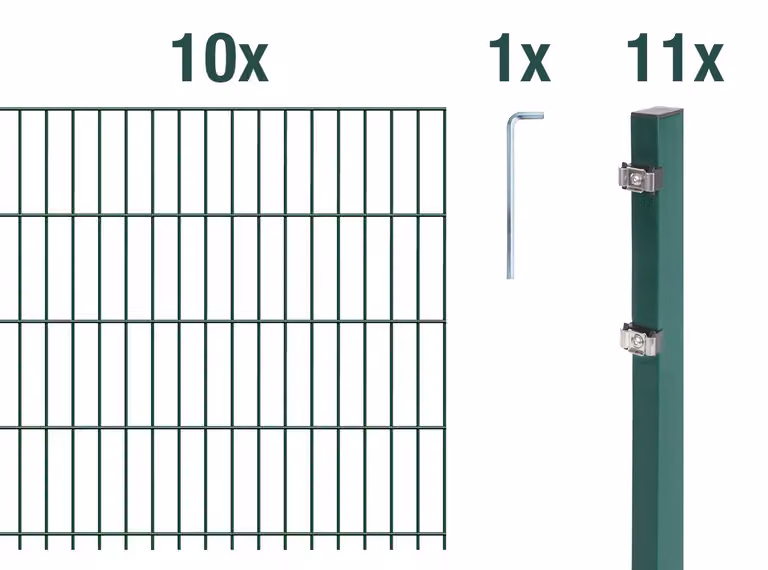Recinzione a pannelli doppi Alberts 672072, set completo da 22 elementi, rivestita in plastica, colore verde, altezza 103 cm, lunghezza 25 metri