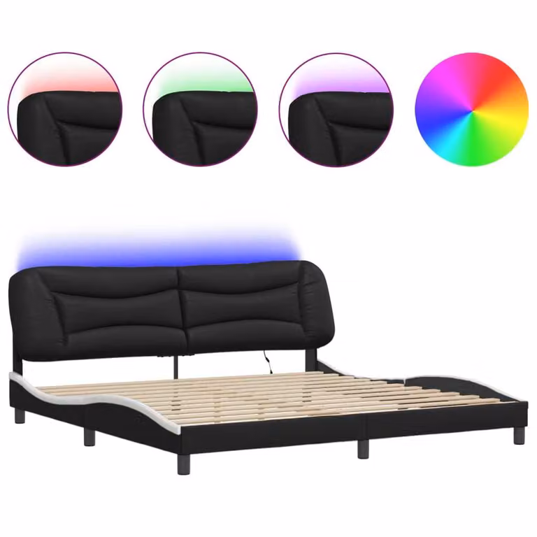 Giroletto con LED senza Materasso Hvar Nero e Bianco 200x200 cm