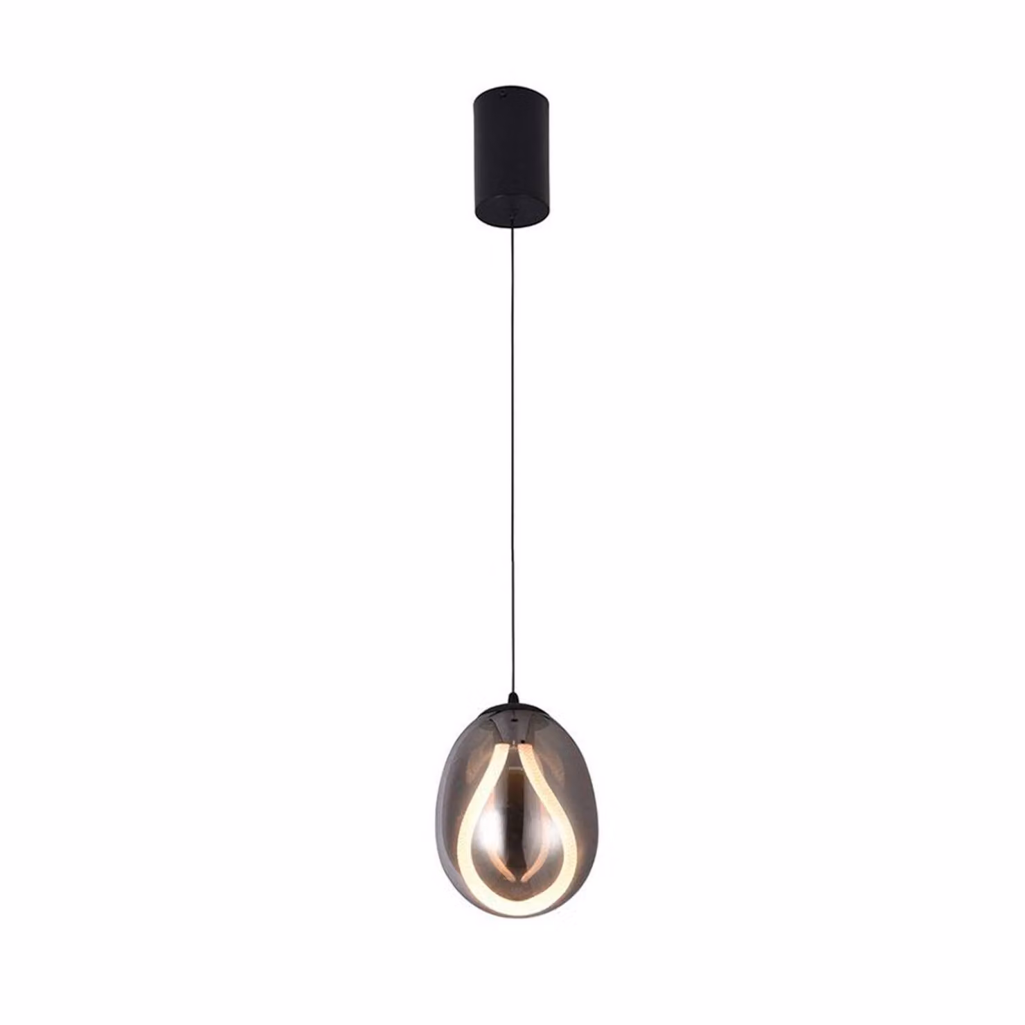 Viokef Lampada a sospensione in vetro Melanie, Alluminio / Grigio / Zincato, Soggiorno / Sala da pranzo, Vetro, Lampada a sospensione