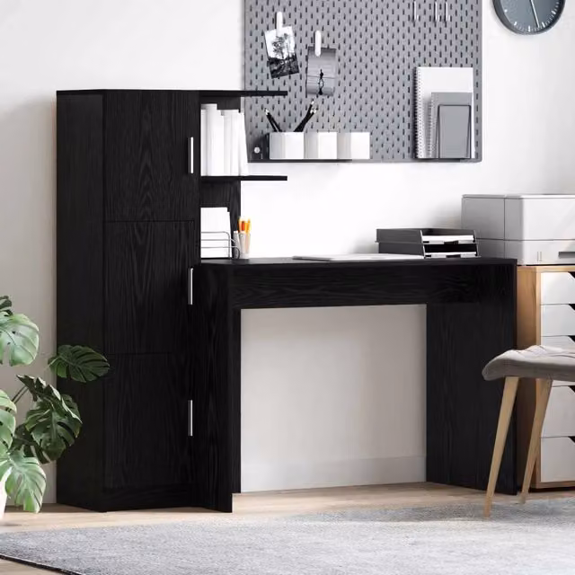 Scrivania Rovere Nero 133,5 x 50 x 124 cm 2 pz 3337290