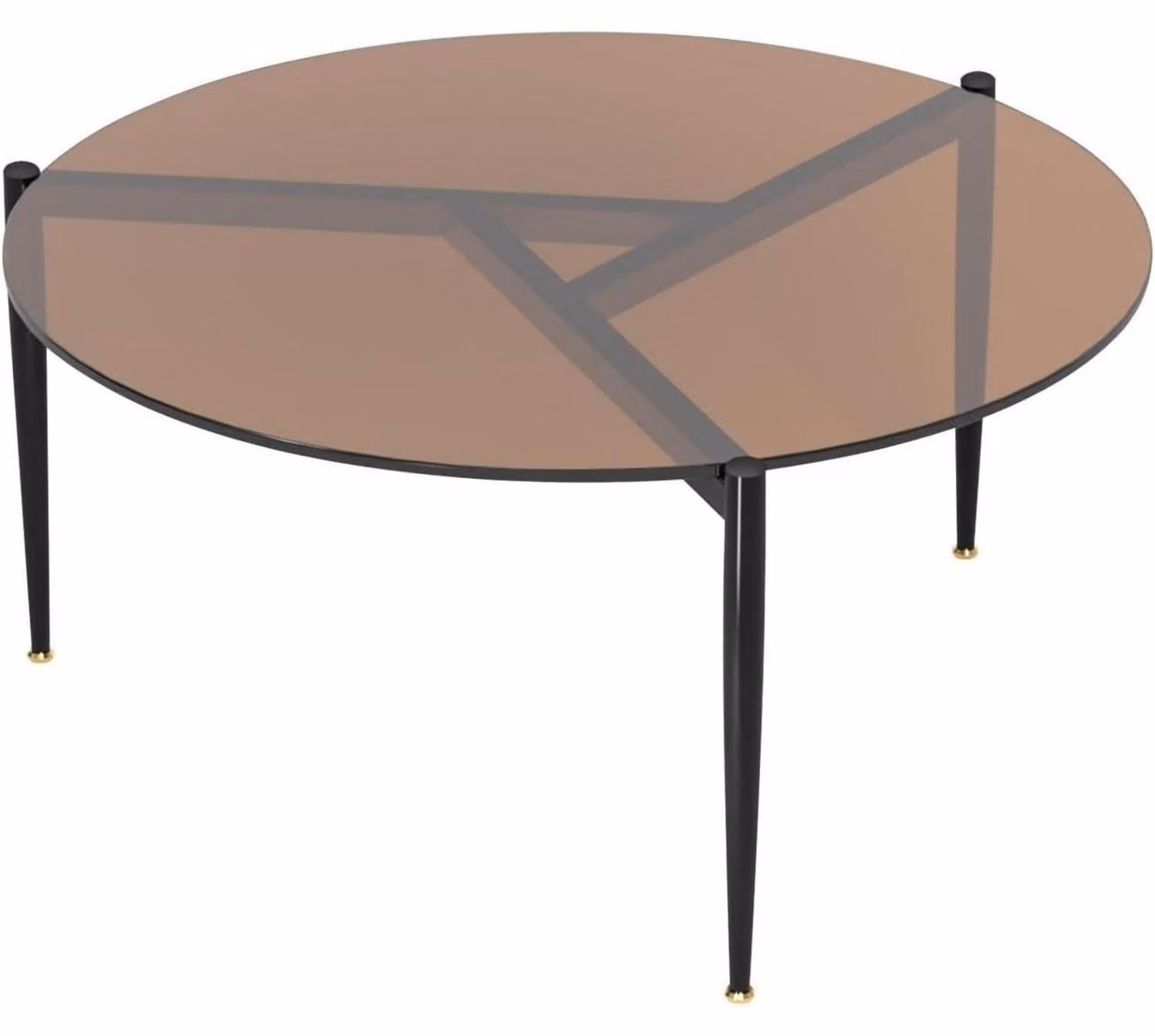 Tavolino in vetro dorato 80×80x40 cm - Tavolo da salotto moderno rotondo