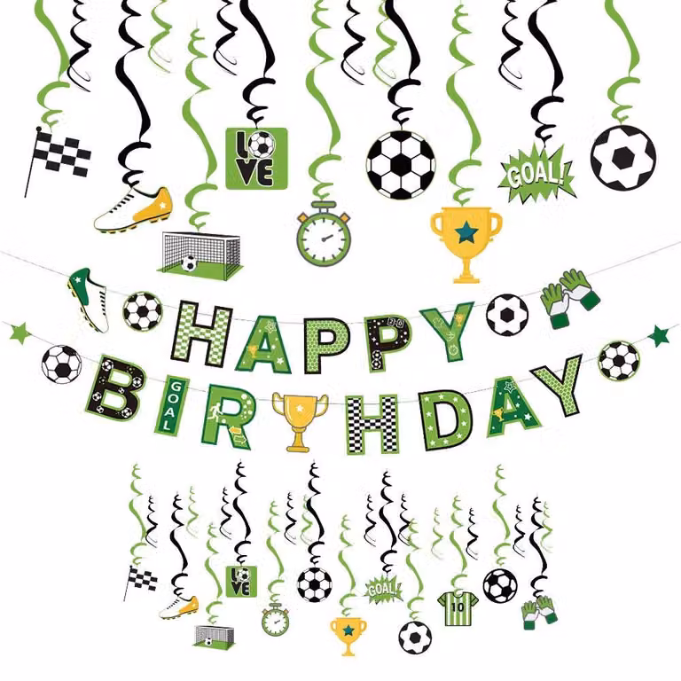 Decorazioni per feste a tema calcio per ragazzi, accessori per feste per bambini