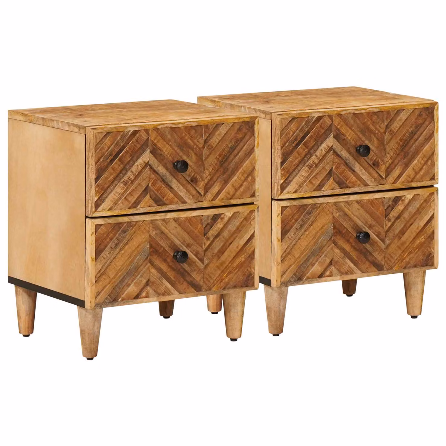 Set di 2 comodini moderni vidaXL in legno di mango massello marrone L: 40 cm, P: 33 cm, H: 46 cm
