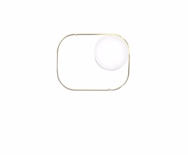 Applique Plafoniera Vistosi Tier 1 in Metallo e Vetro, Colore Bianco e Oro/Ottone, LED Dimmerabile