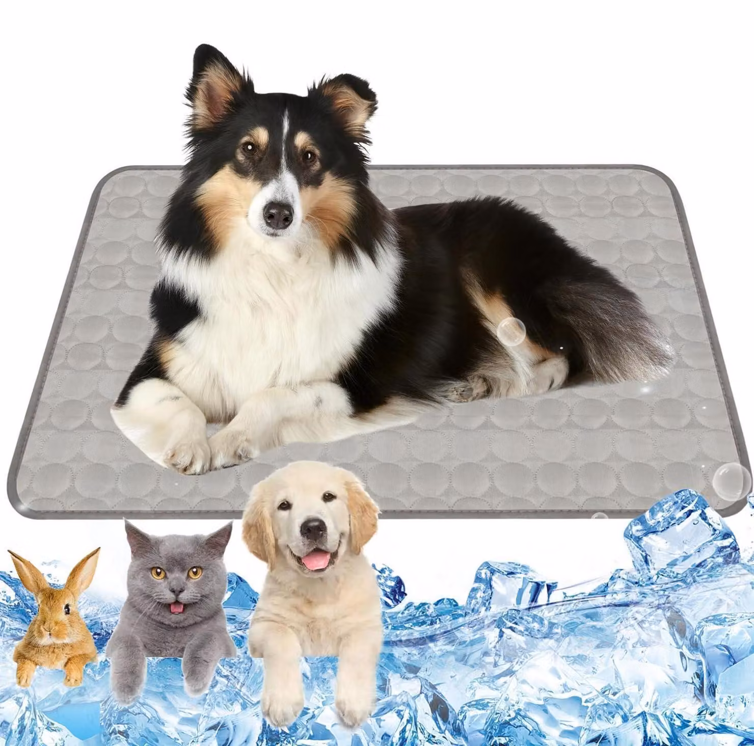 Tappetino refrigerante per cani, 100x70 cm, autorigenerante, grigio, taglia XL
