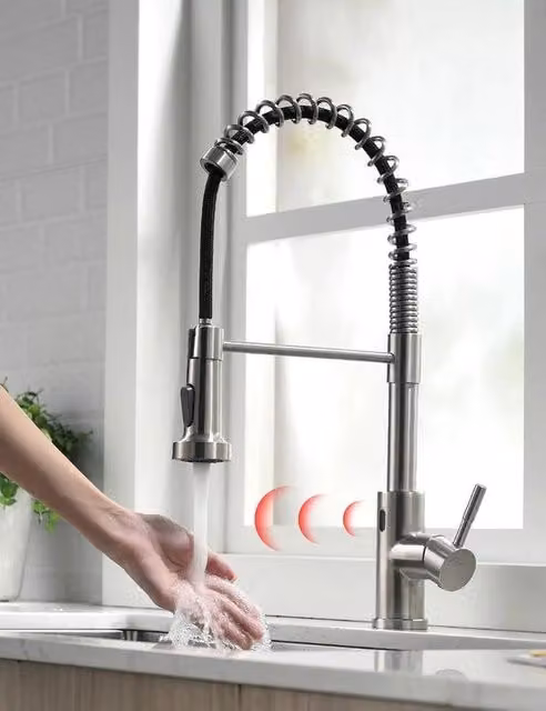 Keukenkraan con Sensore Infrarosso con Douchekop Estensibile con 360° Rotazione con Mengkraan a Preselezione per la Cucina con Spiraalveerkraan per la Vasca con Materiali in Acciaio Inox