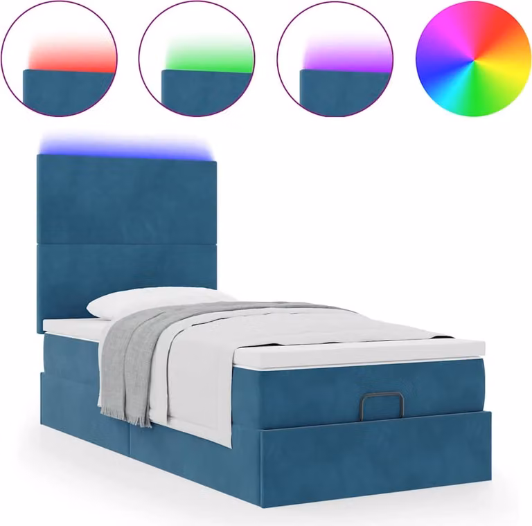 Struttura Letto Pouf con Materassi 90x190 cm in Velluto
