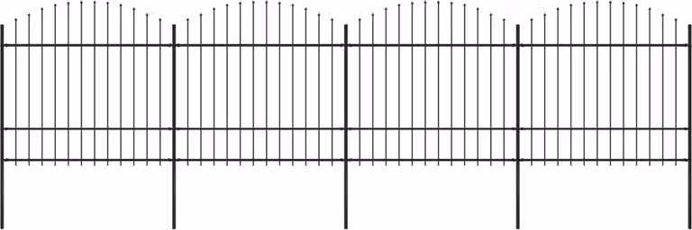 Recinzione da Giardino con Punta a Lancia in Acciaio 714,5x175 cm Nero