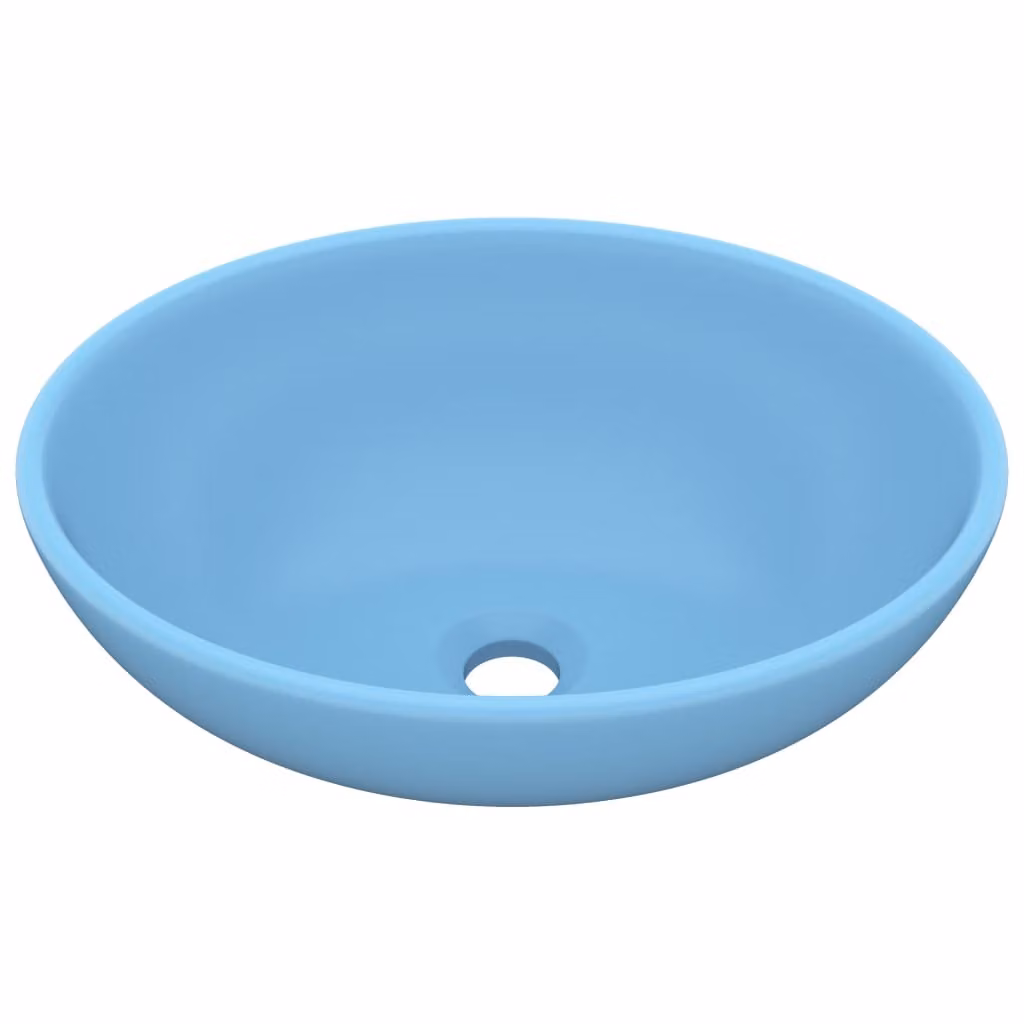 Lavandino Lusso Ovale Azzurro Opaco 40x33 cm in Vetroceramica