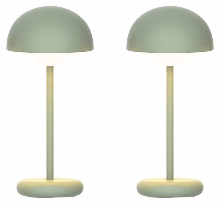 Luxus Europe - Lampada da tavolo Rhodos - Set da 2 pezzi, verde - Lampada da tavolo da esterno senza fili, ricaricabile