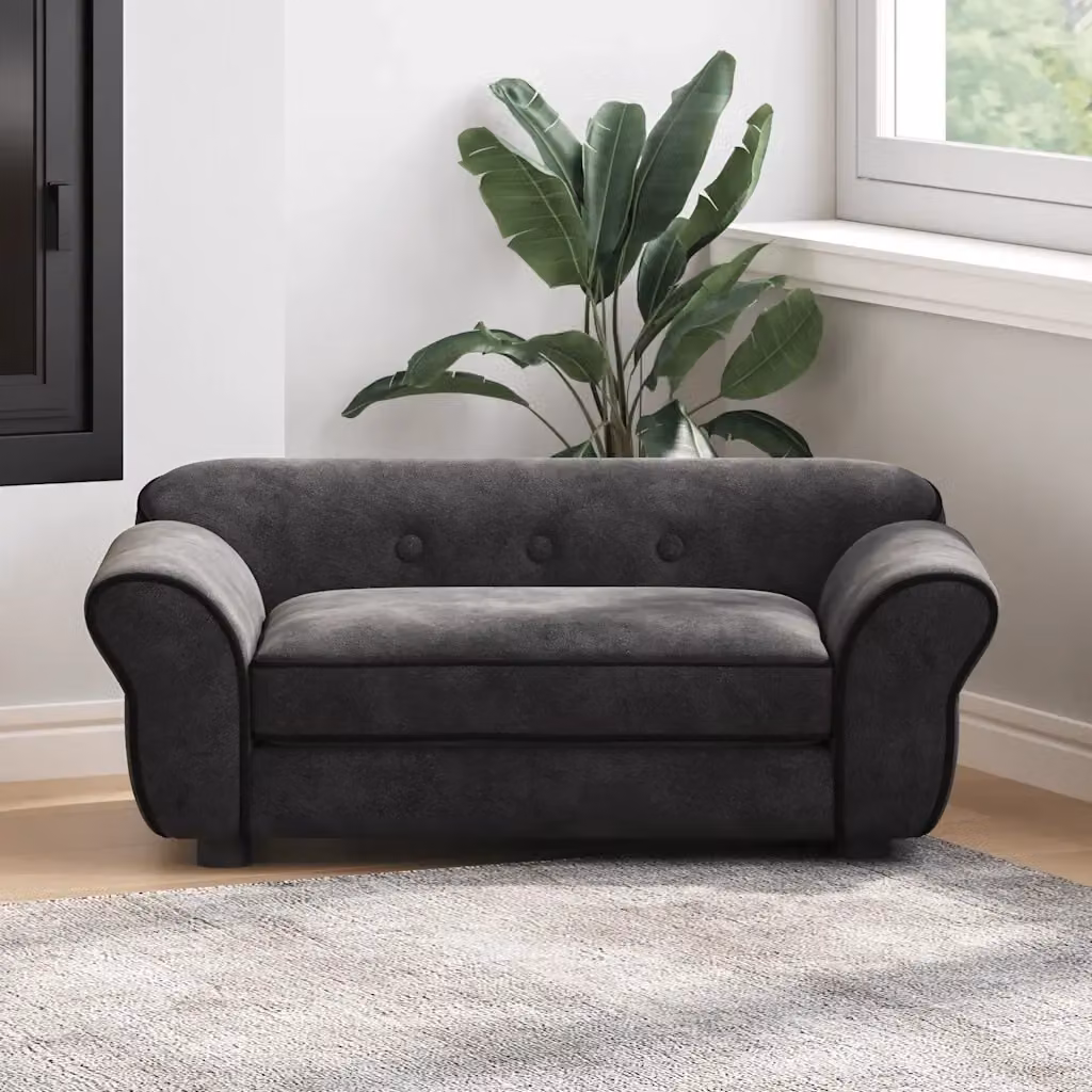 Divano per cani Chesterfield nero in tessuto con fodera rimovibile e base antiscivio L: 72 cm, P: 45 cm, H: 30 cm – 2